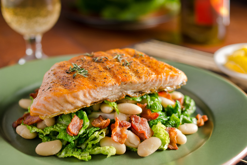 Pesto pasta with broccoli and salmon